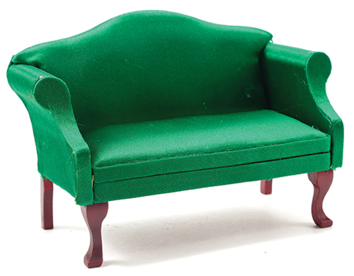 Sofa, Mahogany with Emerald Green Fabric